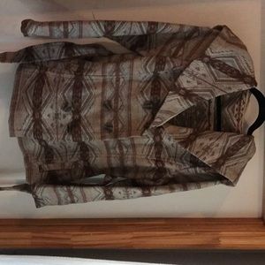 Anthropologie Printed shawl collared jacket